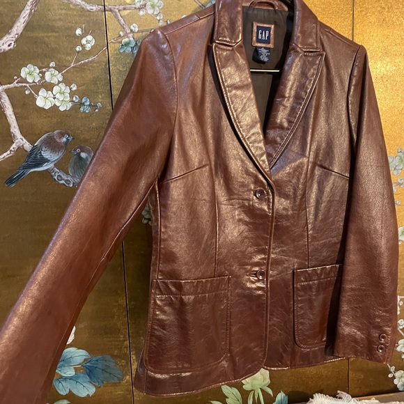 Gap vintage brown leather blazer, size small. Rachel Green jacket alternative - Picture 3 of 13